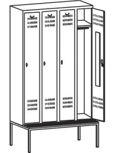Szafa ubraniowa z ławką 4 x 300 mm